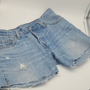 Levi's 501 CT Cutoff Light Blue Ripped Distressed Jean Shorts